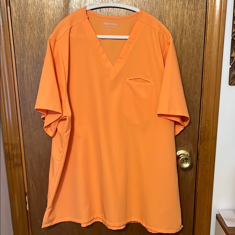 Mandala Women's Orange 1 Pocket Scrub Top Size 3X